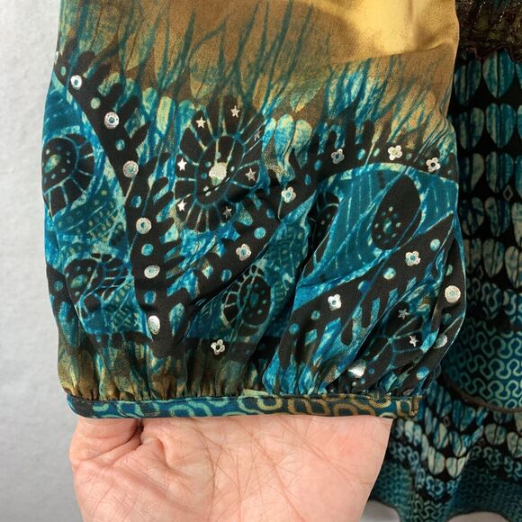 Womens Y2K Babydoll Top Sz XL Fairy Grunge Tiered Ruffle Lace Sequin Boho Office - Picture 5 of 11